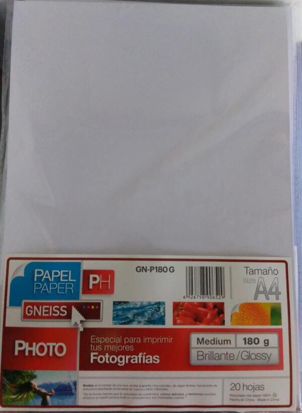 Papel Glossy Fotográfico 180 Grs A4